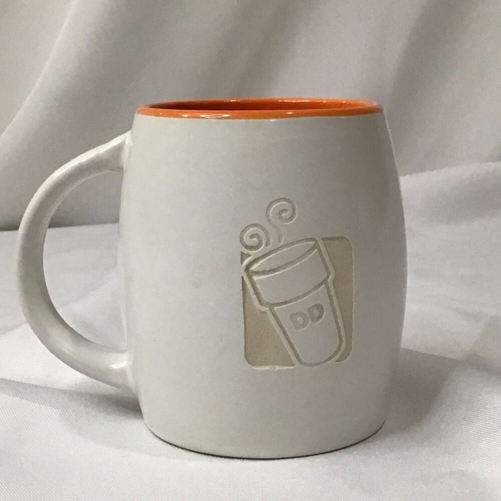 Dunkin Donuts 2012 Engraved 14 oz Orange and White Coffee Mug